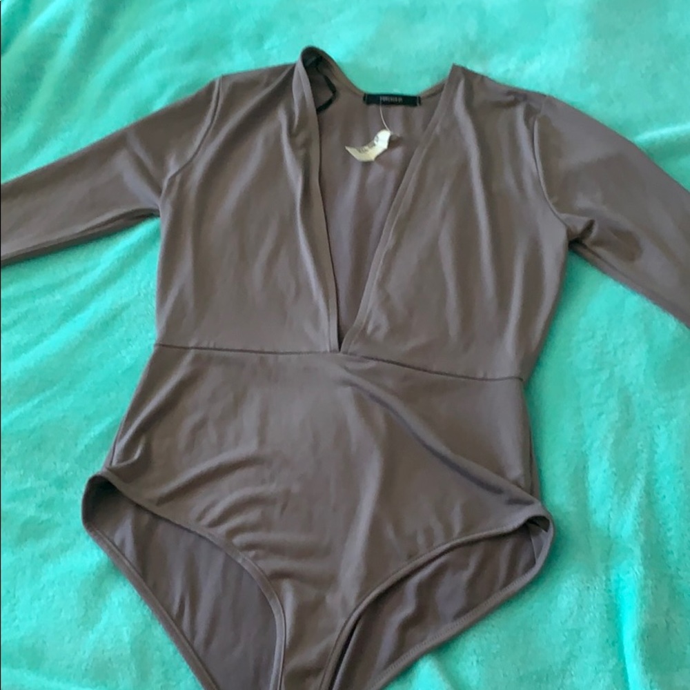 Long sleeve gray/brown bodysuit (never worn)